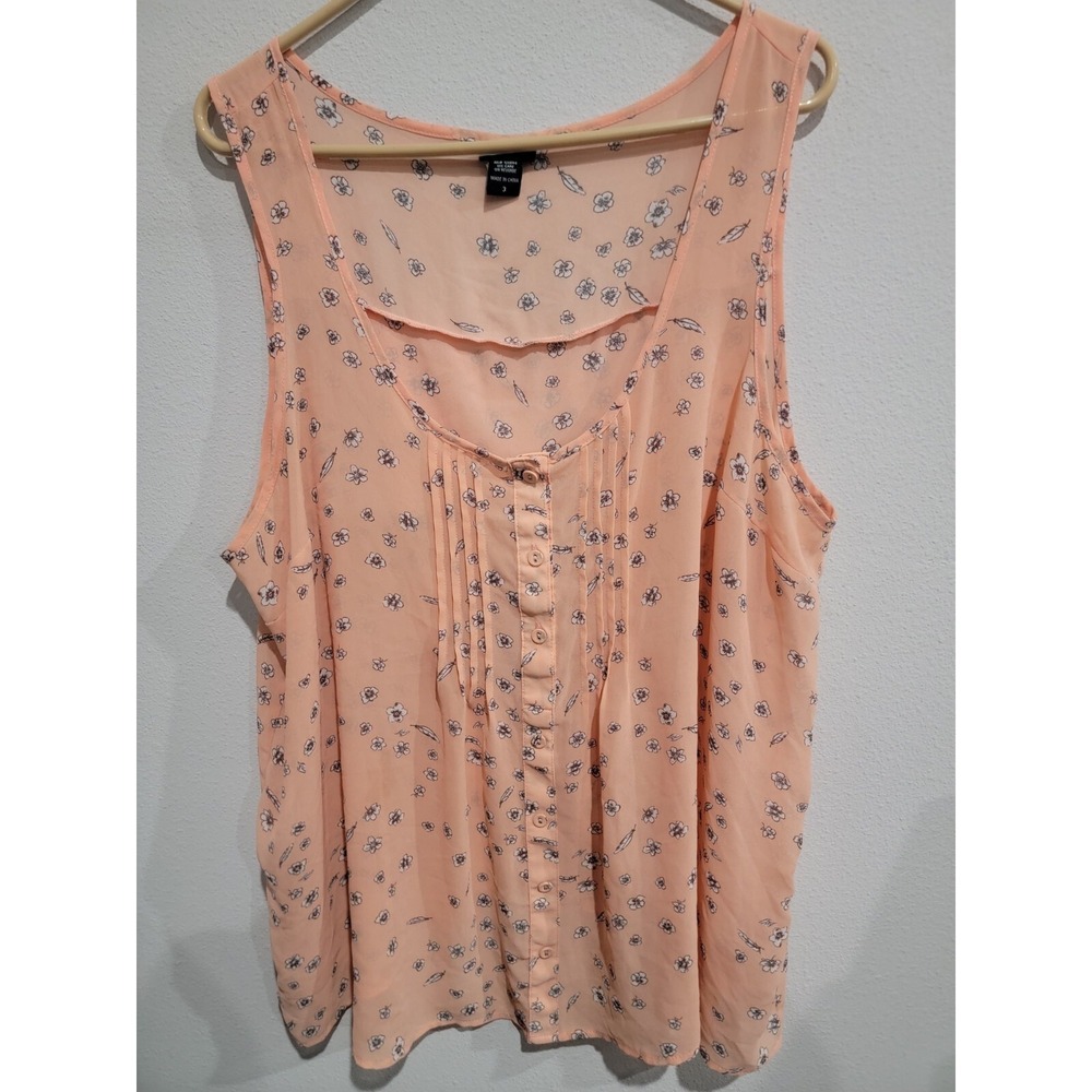 TORRID Floral Print Semi-sheer Chiffon Sleeveless Blouse Top Women's Plus 3 3X